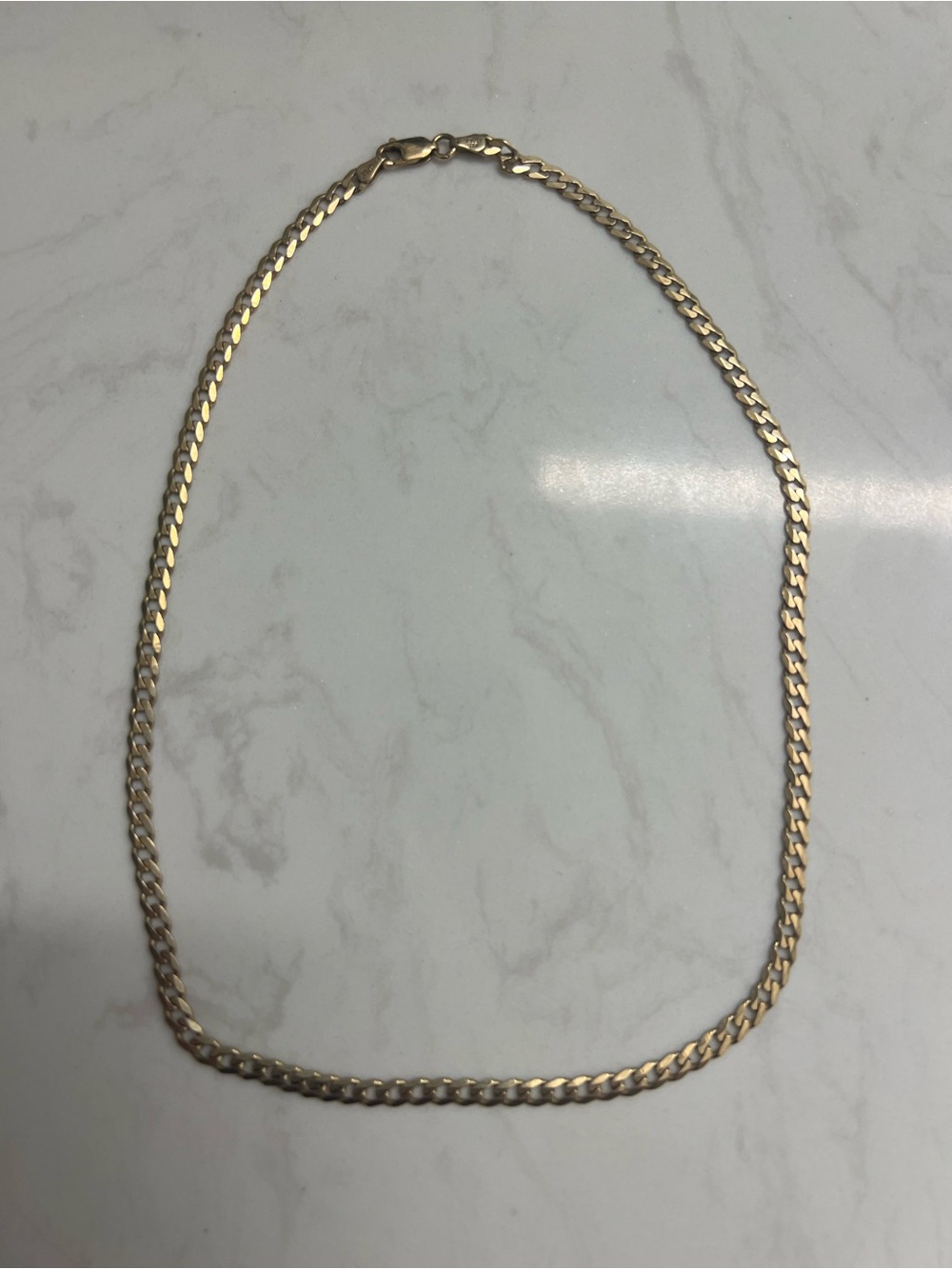 14K Gold Vermeil Flat Curb Chain Necklace